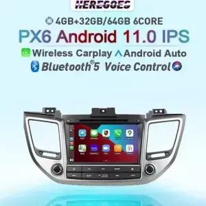 Carplay 2 Din Android 11.0 차량용 DVD 플레이어 현대 Tucson IX35 2015 2016 2017 2018 음성 제어 Wifi