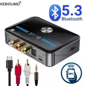 NFC Bluetooth 5.3 수신기 송신기 RGB 오디오 어댑터 TV PC 자동차 스피커 용 3.5MM AUX RCA 동축 광 DAC