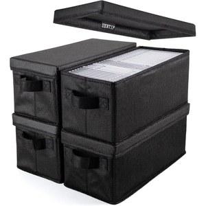 UENTIP CD 보관함 - CD 케이스 보관함 4개 팩 - 13.2인치 x 5.9인치 x 5.3인치