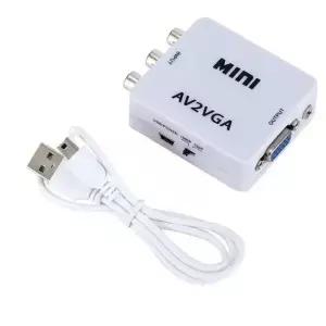 AV2VGA 변환기 RCA-VGA 출력 어댑터 케이블 HD 1080P 셋톱 박스/VCD/DVD/웹캠