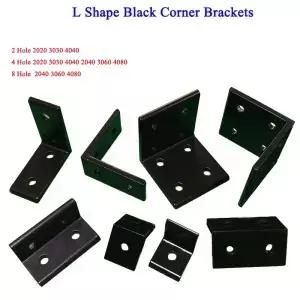4pcs 2020 2040 3030 3060 4040 4080 L 모양 검정색 코너 브래킷 알루미늄 프로파일 CNC 용 피팅 각도