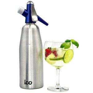 ICO 소다 시폰, 탄산수 제조기, 탄산수 제조기, 신선한 탄산수용 탄산수 기계, 칵테일, 하드 셀처, 8g CO2 카트리지 사용(포함되지 않음), 1L / 1파인트