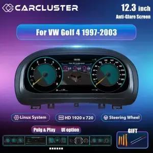 폭스바겐 골프 4 제타 MK4 보라 1997-2005년식용 카클러스터 12.3인치 LCD 디지털 계기판 가상 콕핏