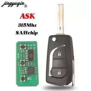 Jingyuqin 원격 자동차 키 포브 ASK 도요타 RAV4 캠리 힐럭스 코롤라 액세서리 315MHZ H/8A 칩 2 버튼 플립