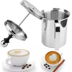 수동 우유 Frother 400/800ML 거품 메쉬 커피 거품기 믹서 스테인레스 스틸 주방 도구 더블 크리머