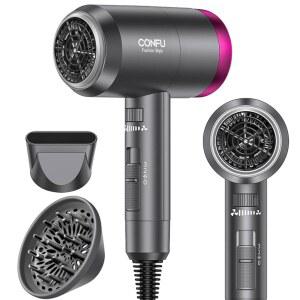 CONFU IONIC 블로우 드라이어 1600W 휴대용 여행용 무한대 집중 속도 가정 음이온 설정 빠른 노즐 3가지 디퓨저 포함 경량 헤어드라이어 송풍기 건조