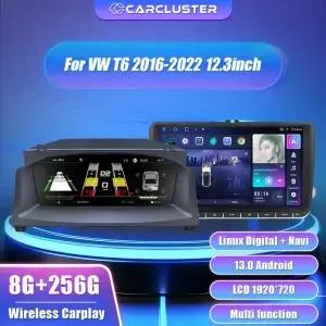 VW T6 16-22 caravelle multivan Transport Android 네비게이션 라디오 Pl 플레이어 맵 패널 용 Carcluster