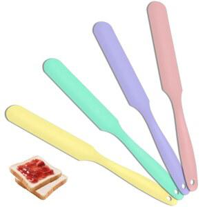 4Pcs 병 주걱 실리콘 롱 스크래퍼, 식품 등급 크림 주걱, 주방 베이킹 믹싱 케이크 버터용 내열 잼 스프레더