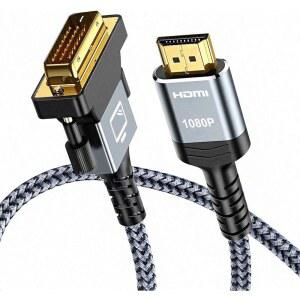 캡시 HDMI A에서 DVI 어댑터 케이블 6FT, 양방향 DVI-D 24+1 텔레비전용 남성에서 남성 / 모니터 비디오 카드 그래픽 카드, 나일론 브레이드, 고속 금도금, 108