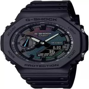 카시오 G-Shock GA2100RW-1A 리데센트 벽돌 패턴 다이얼 카본 코어 가드 2억 달러 방수 슈퍼 일루미네이터