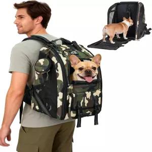 인체공학적 지지 패딩 스트랩 기능이 있는 반려견 배낭 캐리어 안전 테더가 하이킹 반려동물 반사 트림