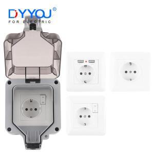 IP66 EU 가정용 스위치 USB 독일 표준 방수 상자에 대 한 접지 250V와 야외 비바람에 견디는 벽 전원 소켓
