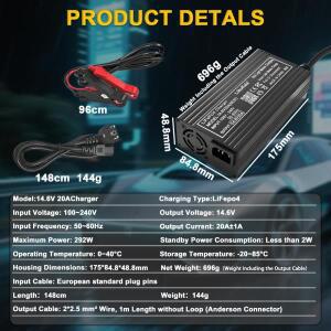 1-5PCS 출력 14.6V 20A 12V20A 4S lifepo4 배터리 충전기용 EU US 플러그 클립 충전 DC 어댑터 입력 100-24