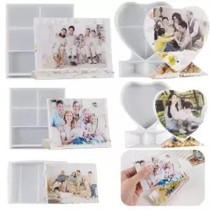 크리스탈 하트 사진 프레임 실리콘 몰드 수제 DIY 보석 에폭시 레진 거울 장식 도구