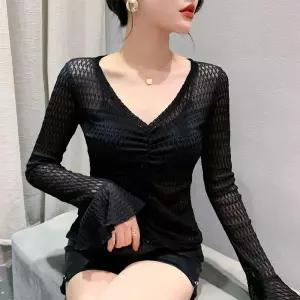 상의 연습용 무대용 사교댄스 의상 브이넥 라틴 슬림핏