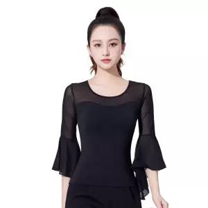 라인댄스 상의 사교댄스 의상 단체공연복 자이브 슬림핏