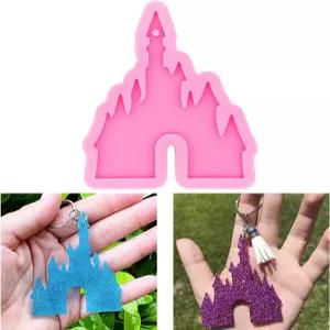 DIY 열쇠고리 목걸이 펜던트 주얼리 제작을 위한 성 모양의 반짝이는 광택 실리콘 몰드 할로윈 테마 스타일