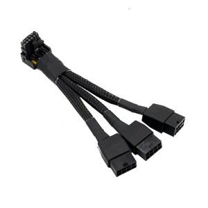 ZKEEESHOP 16PIN TO 3 X 8PIN GPU 확장 케이블 12VHPWR PCI-E 5.0 직각 어댑터 90도 전원 16AWG 600W 12+4핀 4070TI 4080 4090 그래픽 카드(타입 B)와 호환됨
