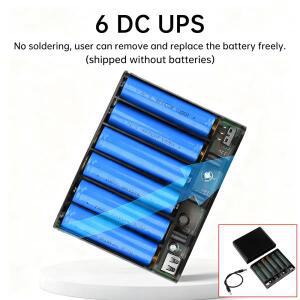 DIY 6개 18650 리튬이온 배터리 파워뱅크 UPS 키트 (탈착식 케이스 포함, 집열판케이블 라우터용, 5V9V12V