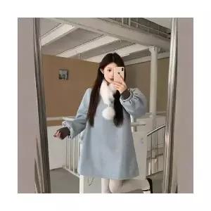 정장 스커트 모직 여성 이른 봄 A라인 소매 원피스+퍼 머플러 admr1