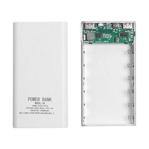 18650 배터리 보조배터리 박스, 5V 2.1A LCD 디스플레이, 20000MAh 전원 보드, DIY 케이스 (흰색)