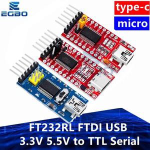 EGBO 타입 C 미니 USB 직렬 어댑터 모듈 FT232 프로 to TTL 232 3 3V 5 5V 1 10