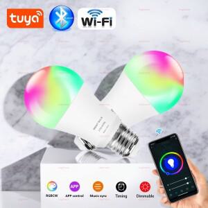 Tuya 스마트 E27 LED 전구 15W 20W 110V 220V 블루투스/WiFi RGB 디밍이 가능한 Alexa Google 홈 라이프 Ap