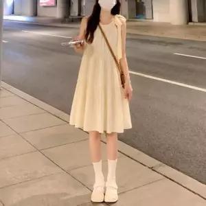/옷자락 여자 간절기 레이어드 민소매 원피스