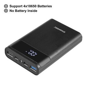 HAWEEL DIY 4x 18650 배터리(포함되지 않음) 12000mAh 양방향 QC 충전기 보조베터리 쉘 박스(USB 출력 및