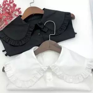 여성 프릴 페이크 카라 셔츠 1P 레이어드 단추 스트랩 블라우스 심플 레이어드셔츠