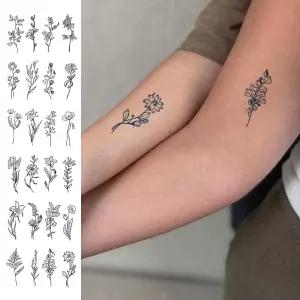 오오타티 세미 영구 임시 미니멀리스트 꽃잎 작은 손가락 손목 방수 현실적인 스티커 714일간 지속되는