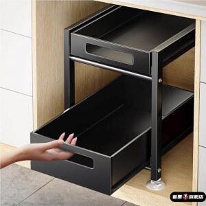 싱크대 슬라이딩 선반 서랍형 서랍 블랙 조미료통 슬라이딩선반 43cm(깊이) 스텐
