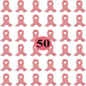 여성 들을 위한 50/100 팩 인식 라펠 핀 핑크 호프 리본 브로치 자선 공공 및 사회
