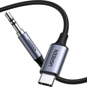 UGREEN USB C TO AUX TYPE 3.5MM 오디오 어댑터 하이파이 스테레오 코드 헤드폰 남성용 자동차 보조 케이블 폰 17 16 15 프로 맥스 삼성제품호환 S25 S26 울트라 패드 픽셀 10 그레이 3.3FT와 호환됩니다