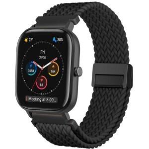 AMAZFIT ACTIVE 2 / GTR MINI GTS 4 3 2E GTS BIP PRO U PRO를 위한 신축성 있는 스트랩 교체용 CUNUJIX 마그네틱 브레이드 나일론 시계 밴드
