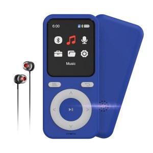 64GB MP3 플레이어(블루투스 포함) 블루투스 휴대용 HIFI 무손실 사운드 플레이어(스피커 음성 녹음기 용 셔플 하이킹 러닝 마이크로 SD 카드 최대 128GB 포함)