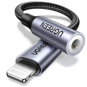 폰 라이트닝용 UGREEN 헤드폰 어댑터 3.5MM 애플호환 MFI 인증 라이트닝 보조 오디오 잭 동글 14 프로 맥스 /14 플러스 /13 12 11 /SE /XS 그레이와 호환됩니다
