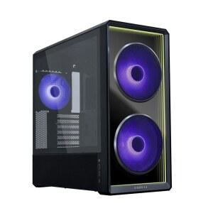 리안 리 란쿨 217 INF 인피니티 미러 컴퓨터 케이스 미드 타워 ATX PC 케이스 W/3개의 사전 설치된 팬 2X170MM ARGB 1X140MM 전면 유리 패널 최적화된 공기 흐름 - 블랙 (란쿨 217INFX)