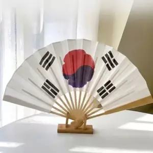 [하프클럽/]대형 태극기 여름 전통 민속 종이 대나무 실크 부채