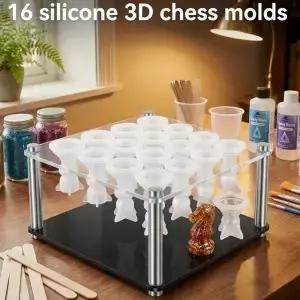 체스 세트 몰드 말 홀더 개 3D 실리콘 키트 에폭시 주조 DIY 보드 게임 홈 크래프트용