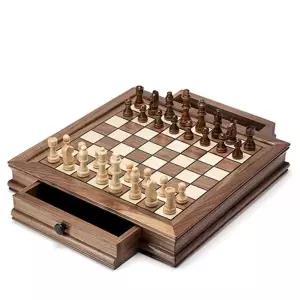 원목 체스판 고급 월넛 클래식 보드게임 32x32cm 휴대용 게임 선물용