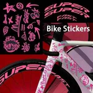 DIY 자전거 스티커 자전거 프레임 바디 로드 MTB 튜브 헬멧 앞 포크 휠 허브 림 장식 데칼 액세서리 키트