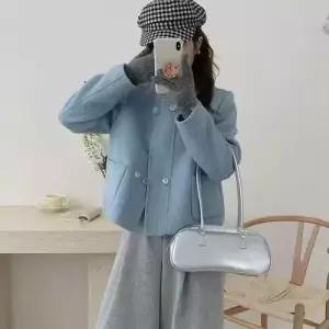 모직 봄 라운드 싱글 여자테일러드자켓 코트 쇼트 슬림핏 ible1