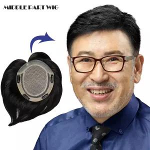 100% 인모 중앙가르마 남자가발  정수리 남성가발 탈모 빈모 커버