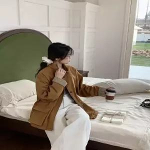여자코트 하프 차이나 코트 봄 체크 소매 솔리드 빅사이즈 트렌치 원템1