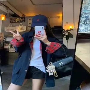 여자코트 하프 봄 트렌치코트 양면 체크 코트 상의 캐주얼 원템1