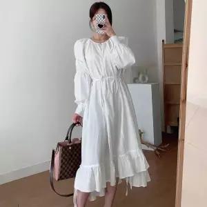 여자원피스 쉬폰 이른 봄 가을 스트랩 언발 퍼프 원피스 원템3
