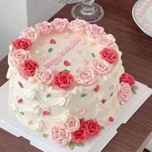 로즈 플라스틱 모조 케이크 모델 장식 생일 몰드 창문 디스플레이 장 사진 소품