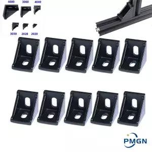 5pcs/0PCS 2020 3030 코너 브래킷 피팅 블랙 앵글 알루미늄 커넥터 3060 4040 4080 산업용 프로파일