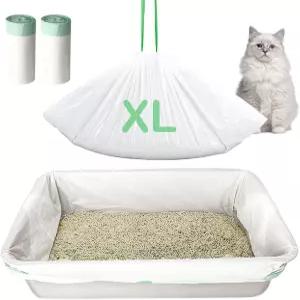 드로스트링이 있는 고양이 쓰레기통 라이너 점보 36x18 인치 쓰레기봉투 2백만 두께의 방수 및 찢어지지